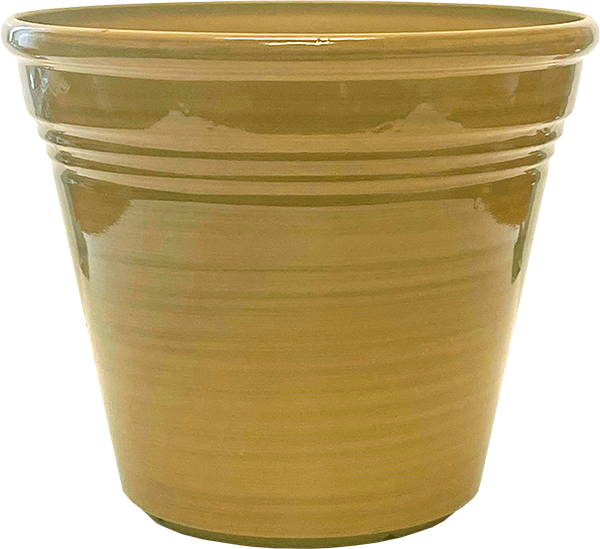 12 Inch Cassie Round Planter Brown with Lines – 24 per case - Decorative Planters